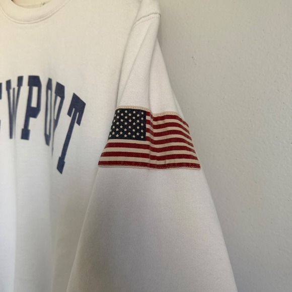 John Galt Brandy Melville Newport Crewneck Sweatshirt White Flag Patch Baggy OS - Picture 3 of 6